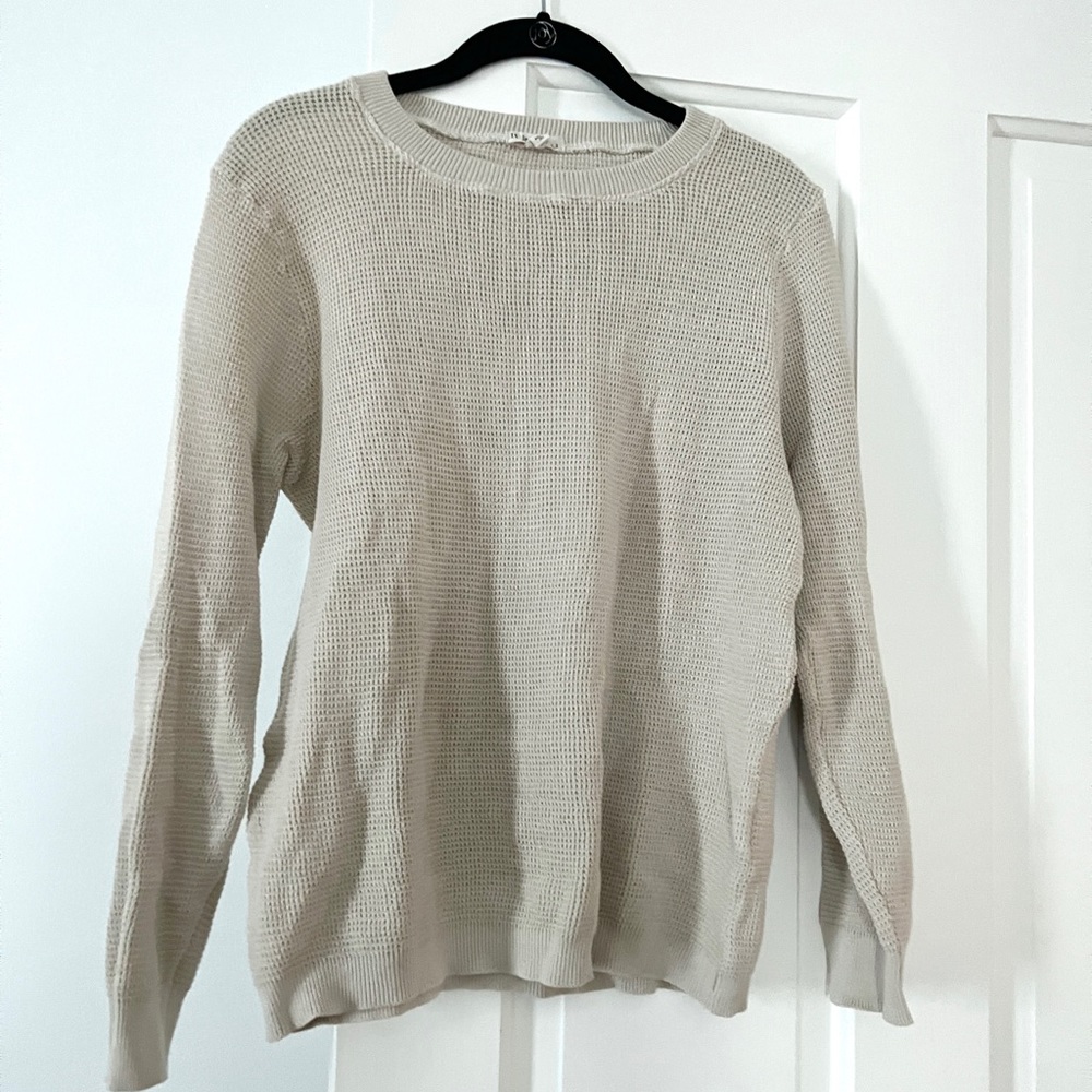 It Is Well LA Easy Waffle Crew Neck Sweater in Natural